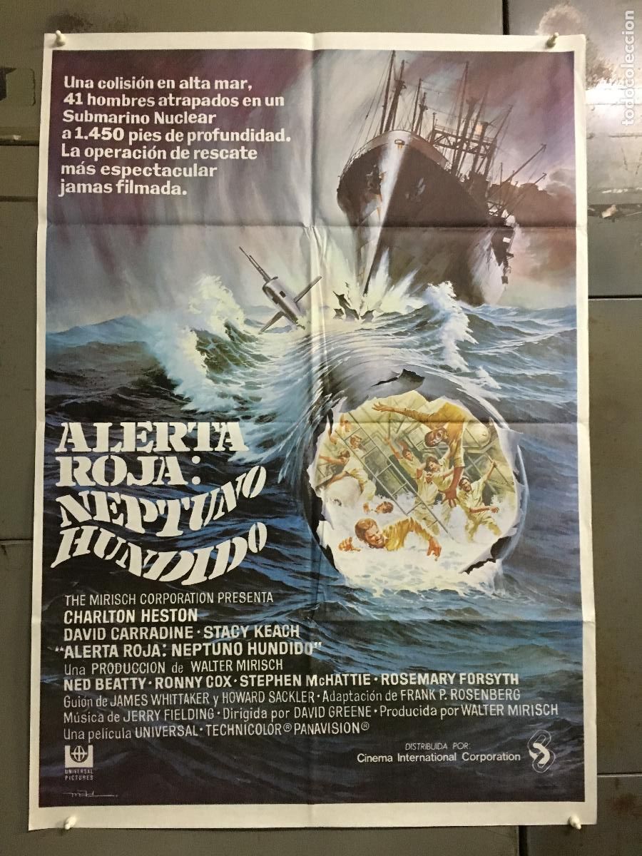 Cine: AEW66 ALERTA ROJA NEPTUNO HUNDIDO CHARLTON HESTON MAC POSTER ORIGINAL ESTRENO 70X100