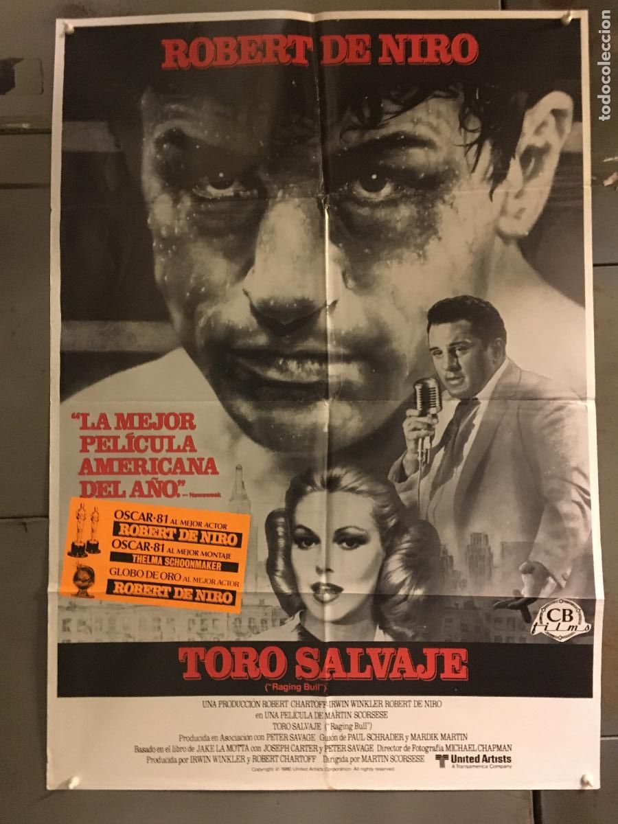 Cin&eacute;ma: AEW75 TORO SALVAJE ROBERT DE NIRO MARTIN SCORSESE BOXEO POSTER ORIGINAL ESTRENO 70X100