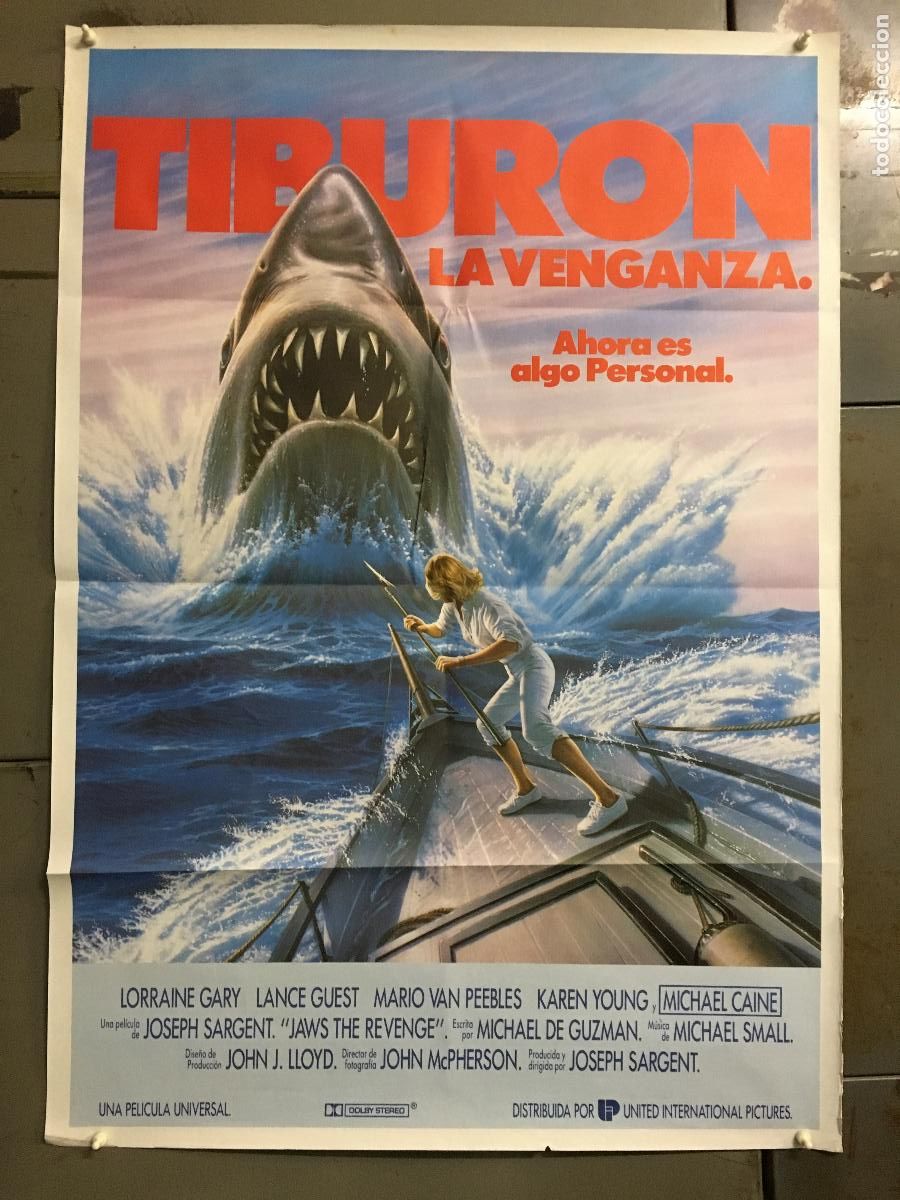 Cine: AEW90 TIBURON 4 LA VENGANZA MICHAEL CAINE POSTER ORIGINAL 70X100 ESTRENO h10