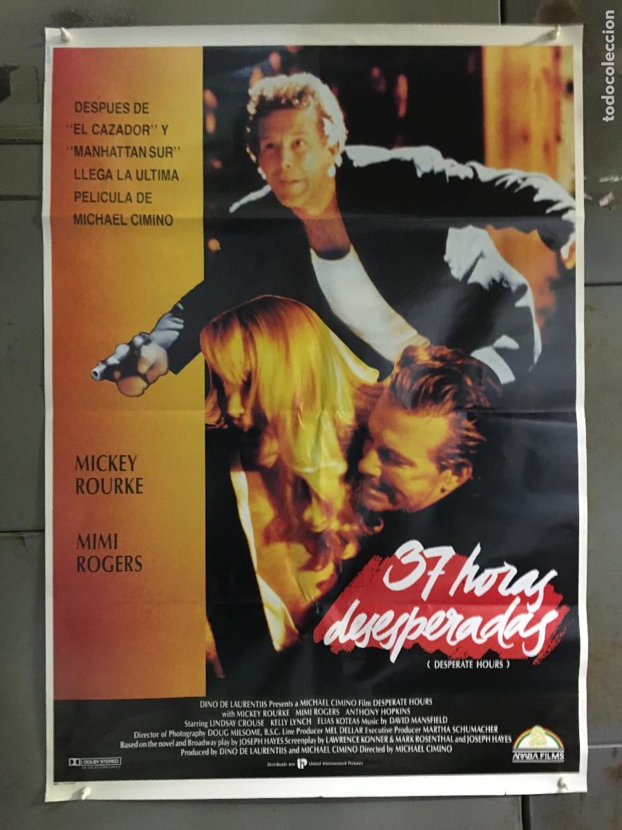 Cine: AEW92 TREINTA Y SIETE HORAS DESESPERADAS MICKEY ROURKE POSTER ORIGINAL 70X100 ESTRENO h3