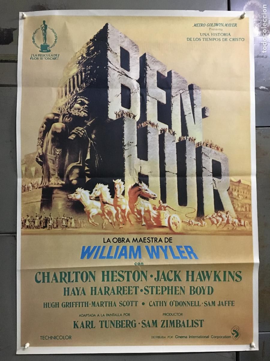Cine: AEW97 BEN HUR CHARLTON HESTON POSTER ORIGINAL ESPA&Ntilde;OL 70X100 h8