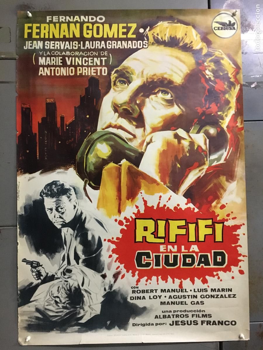 Cine: R0195 RIFIFI EN LA CIUDAD JESUS FRANCO FERNANDO FERNAN GOMEZ HERMIDA POSTER ORIGINAL 70X100 ESTRENO