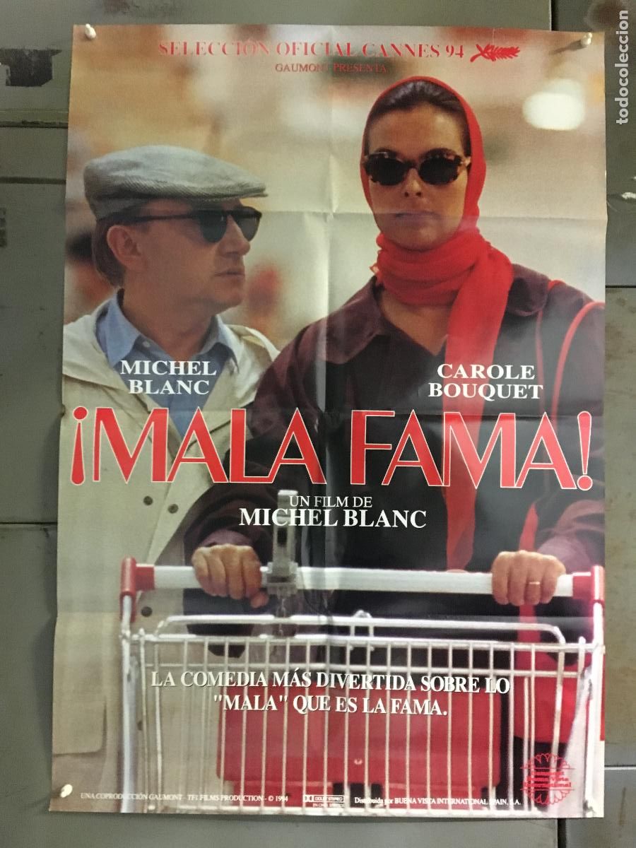Cine: AEX14 MALA FAMA CAROLE BOUQUET MICHEL BLANC POSTER ORIGINAL 70X100 ESTRENO h1