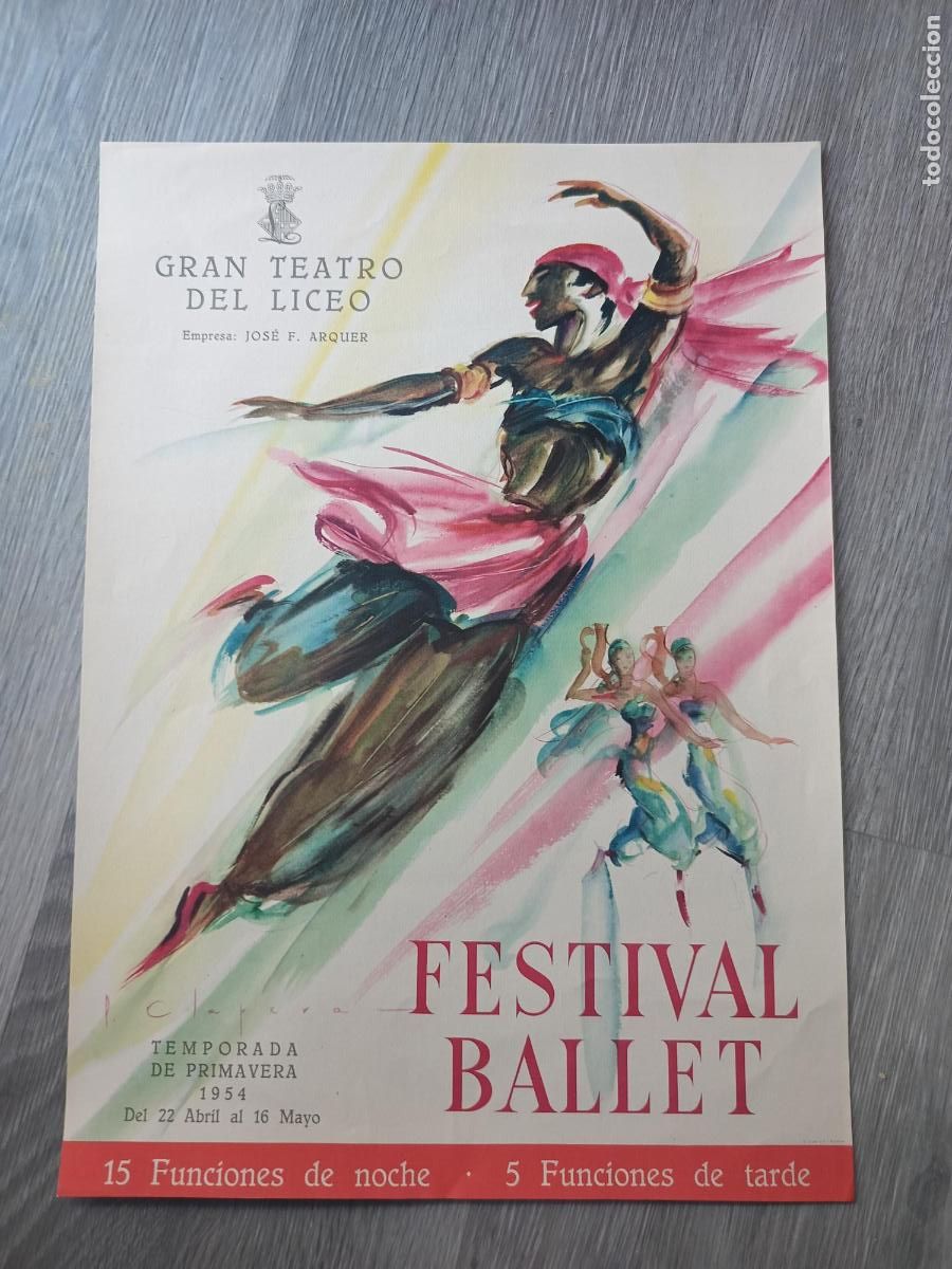 Cine: CARTEL GRAN TEATRO LICEO FESTIVAL BALLET 1954 PERE CLAPERA