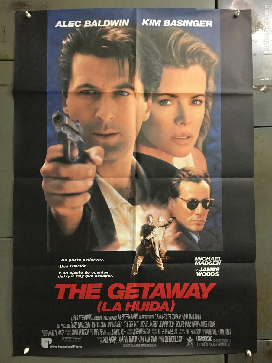 Cine: AEX21 THE GETAWAY LA HUIDA KIM BASINGER ALEC BALDWIN POSTER ORIGINAL 70X100 ESTRENO h1