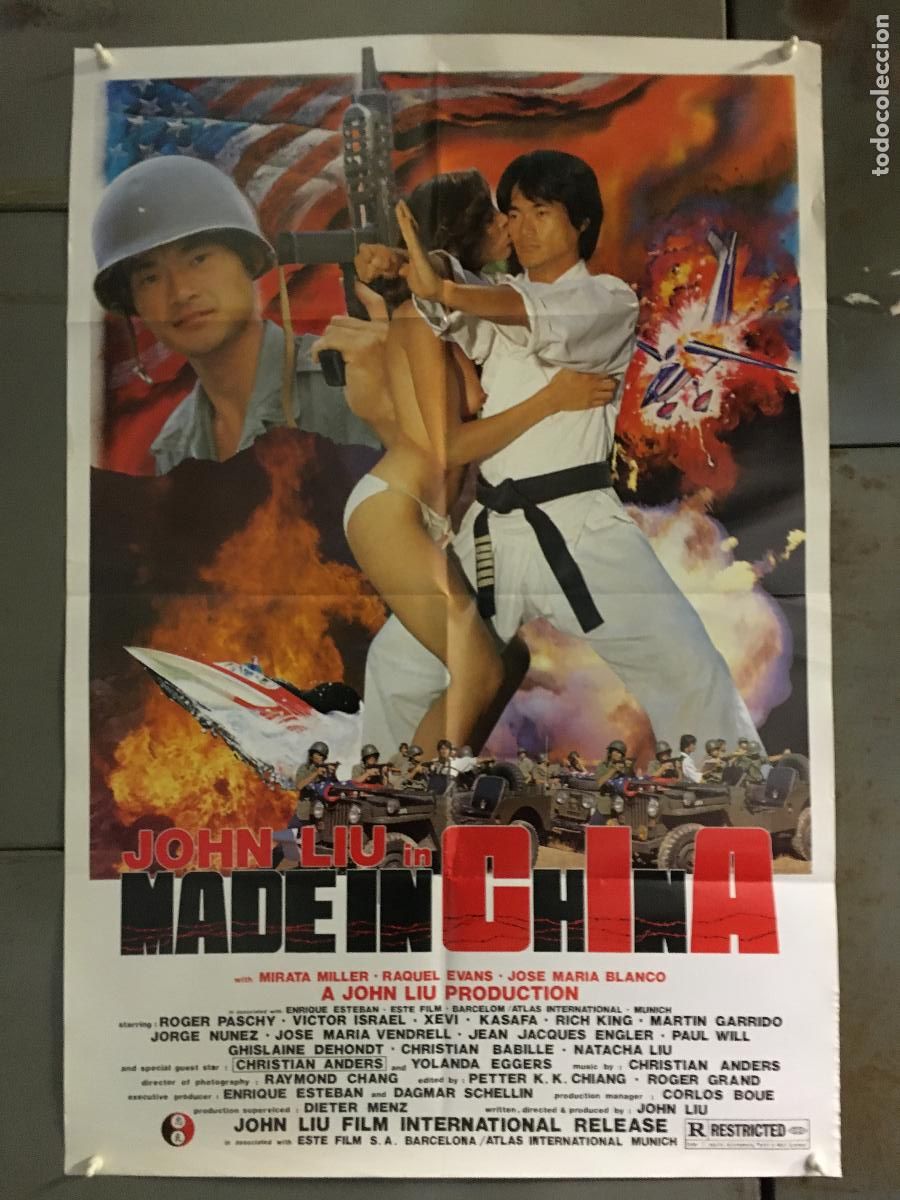 Cine: AEX18 MADE IN CHINA JOHN LIU MIRTA MILLER RAQUEL EVANS KARATE KUNG FU POSTER ORIG 60x88 ESTRENO h0