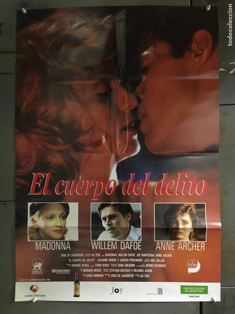 Cine: AEX31 EL CUERPO DEL DELITO MADONNA WILLEM DAFOE POSTER ORIGINAL ESTRENO 70X100 h2