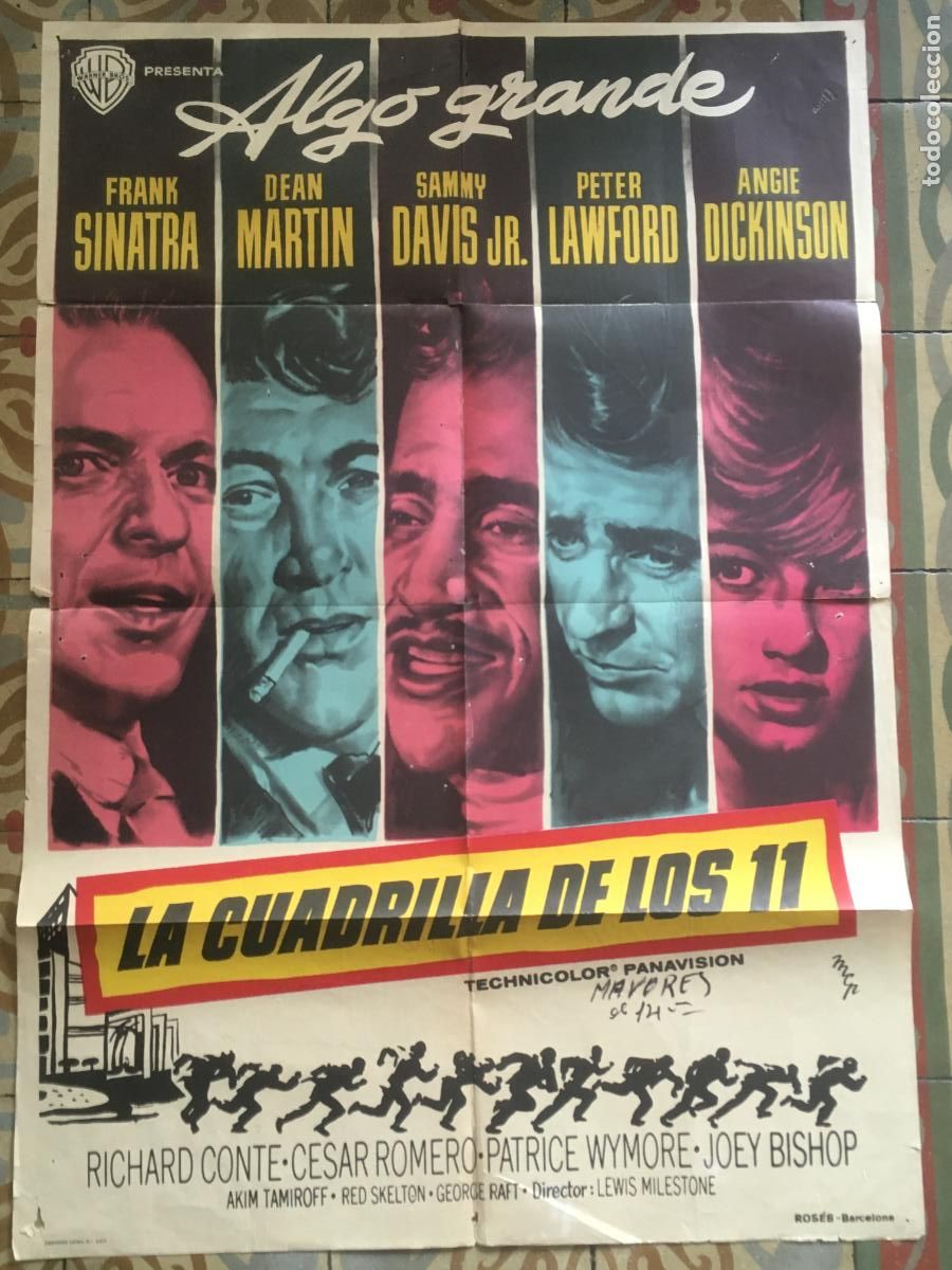 Cine: la cuadrilla de los once ocean's eleven frank sinatra rat pack poster cartel original estreno
