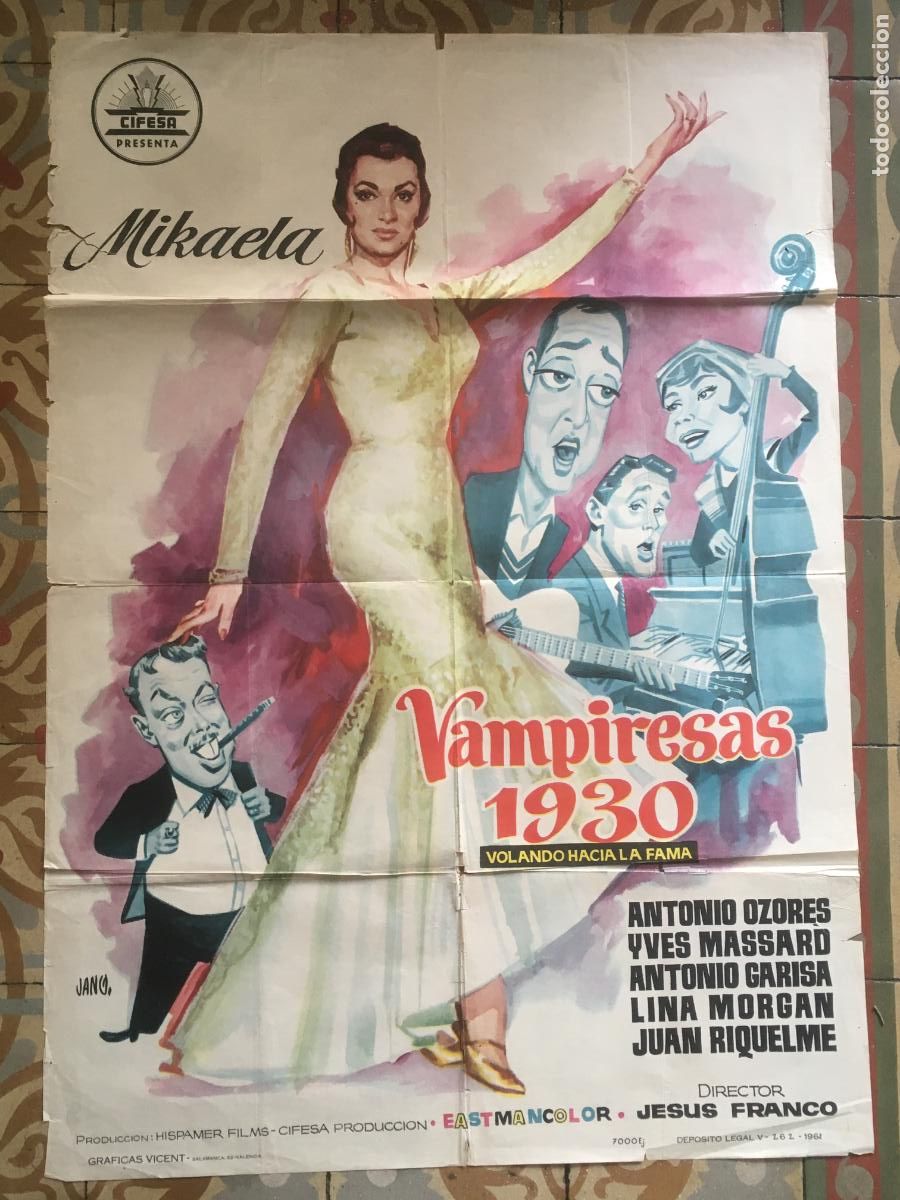 Cine: vampiresas 1930 jesus franco cifesa mikaela poster cartel original estreno