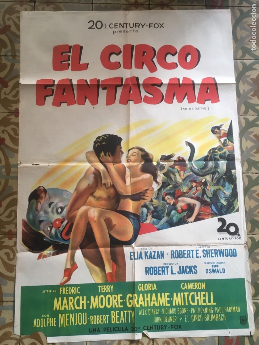 Cine: fugitivos del terror rojo el circo fantasma elia kazan poster cartel original estreno