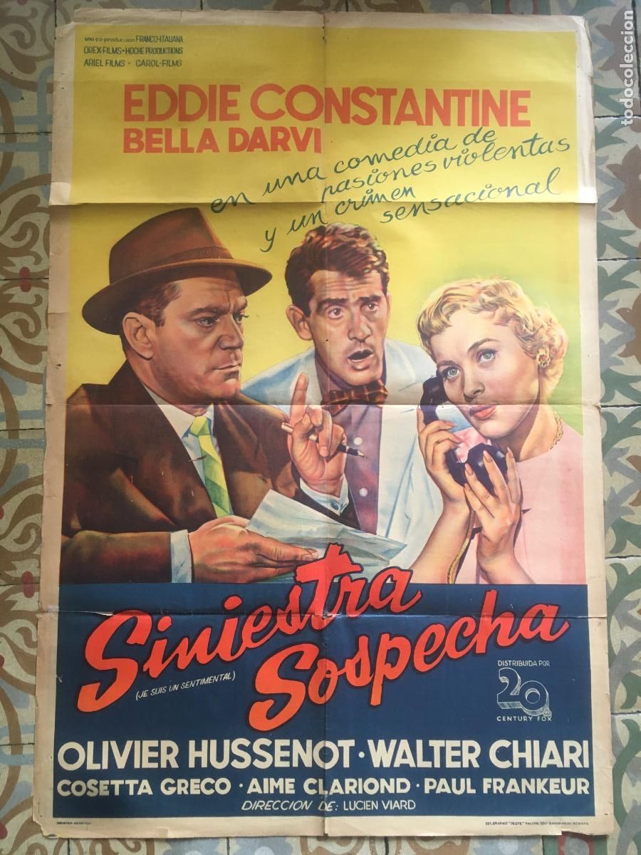 Cine: siniestra sospecha eddie constantine poster cartel original estreno