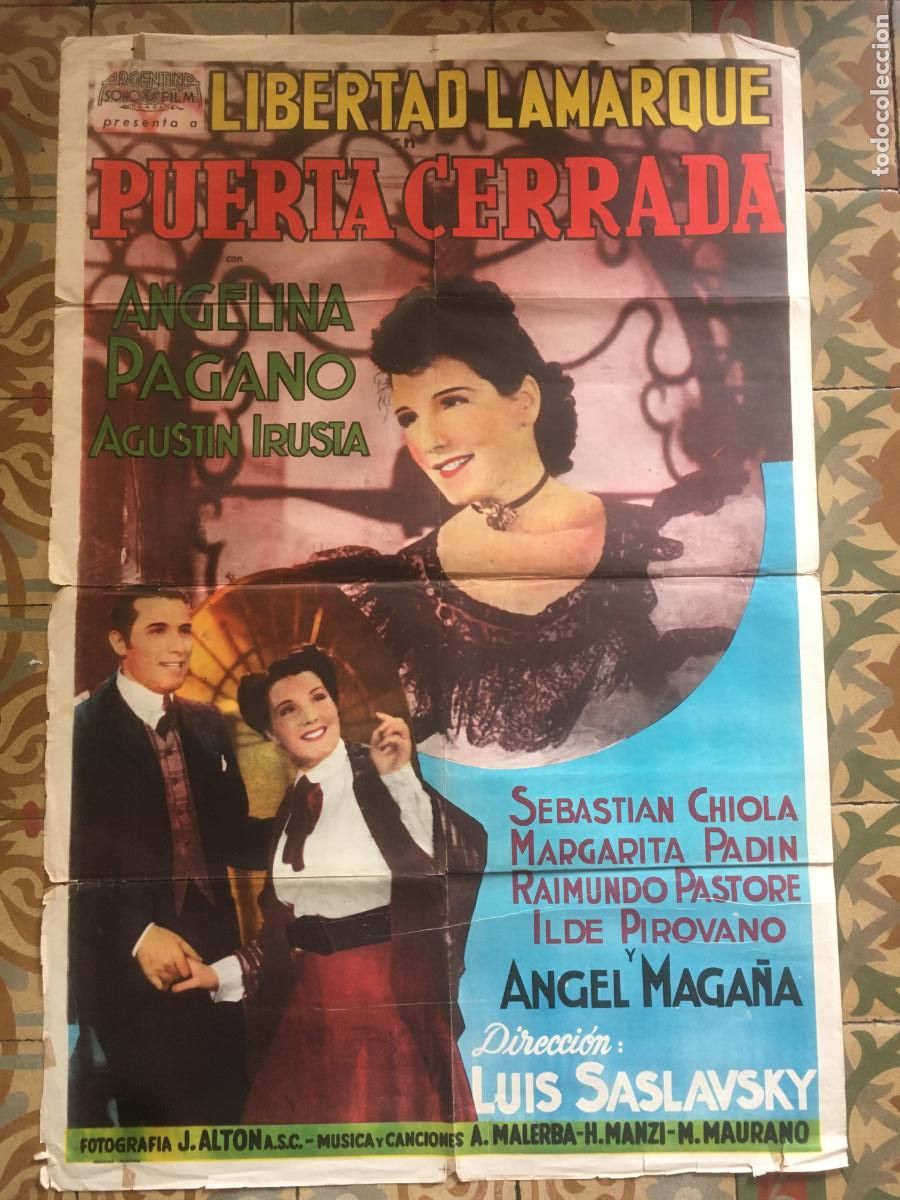 Cine: puerta cerrada libertad lamarque poster cartel original estreno