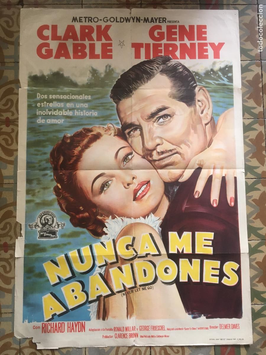 Cine: nunca me abandones clark gable gene tierney poster cartel original estreno