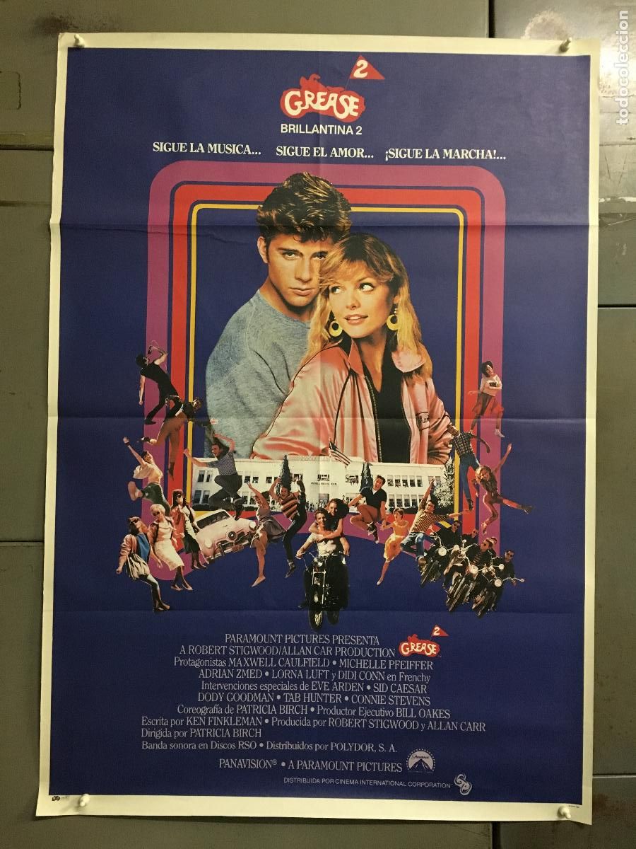 Cine: AEX41 GREASE 2 MICHELLE PFEIFFER MAXWELL CAULFIELD POSTER ORIGINAL 70X100 ESTRENO h6