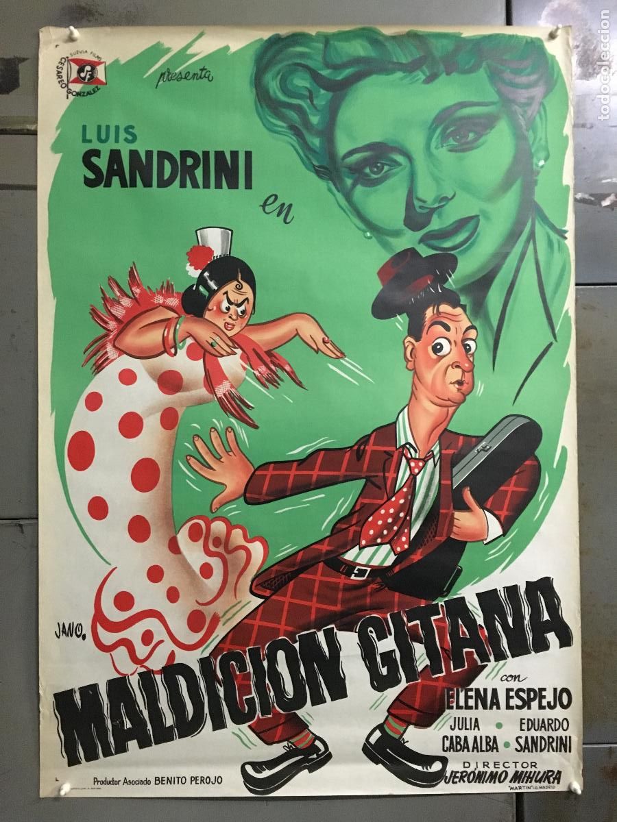 Cine: R0207 MALDICION GITANA LUIS SANDRINI JERONIMO MIHURA POSTER ORIGINAL ESPA&Ntilde;OL 70X100 LITOGRAFIA