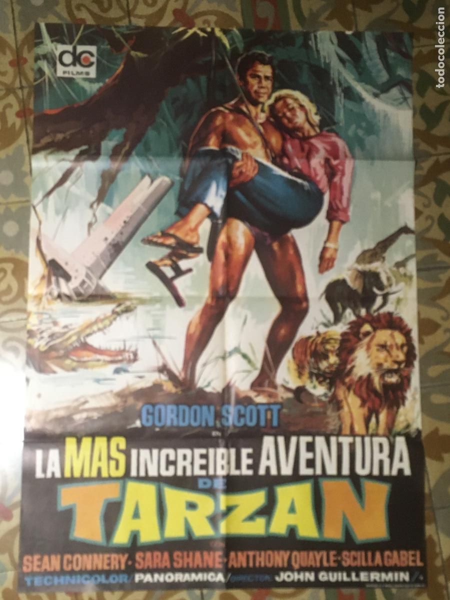 Cine: la mas increible aventura de tarzan gordon scott poster cartel original estreno