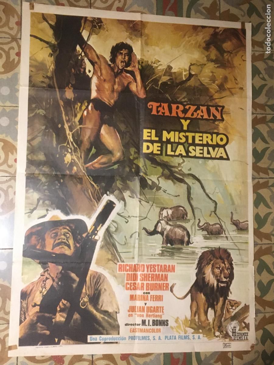Cine: tarzan y el misterio de la selva poster cartel original estreno