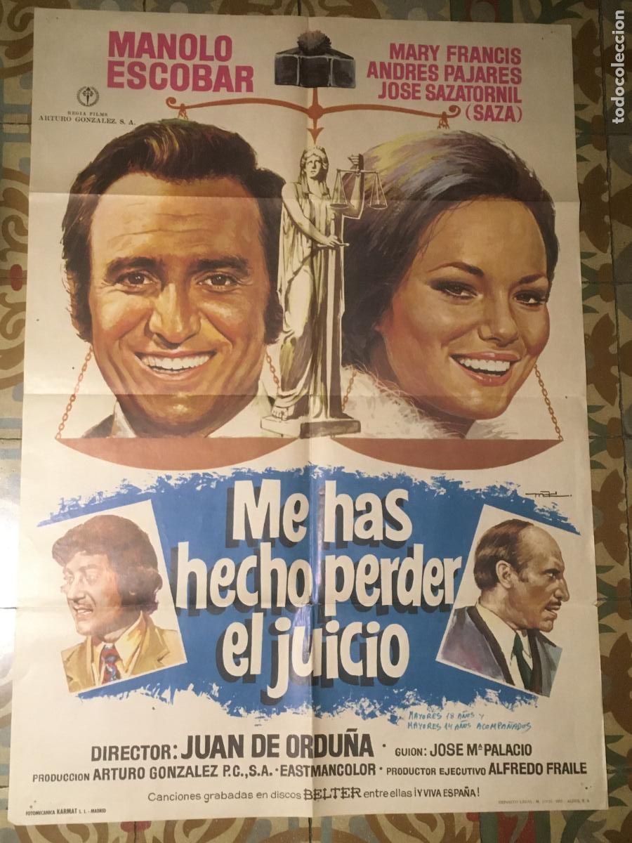 Cine: me has hecho perder el juicio manolo escobar mary francis poster cartel original estreno
