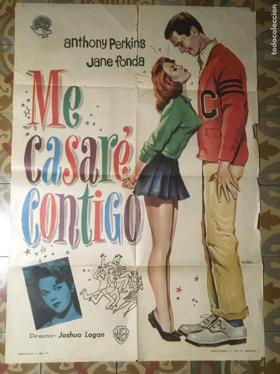 Cine: me casare contigo jane fonda anthony perkins mac poster cartel original estreno