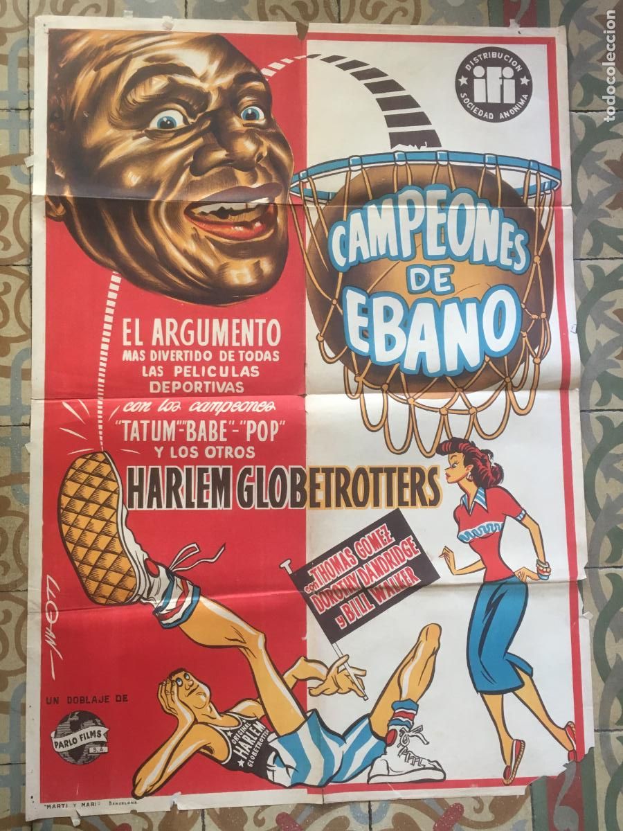 Cine: campeones de ebano HARLEM GLOBETROTTERS BALONCESTO poster cartel original estreno