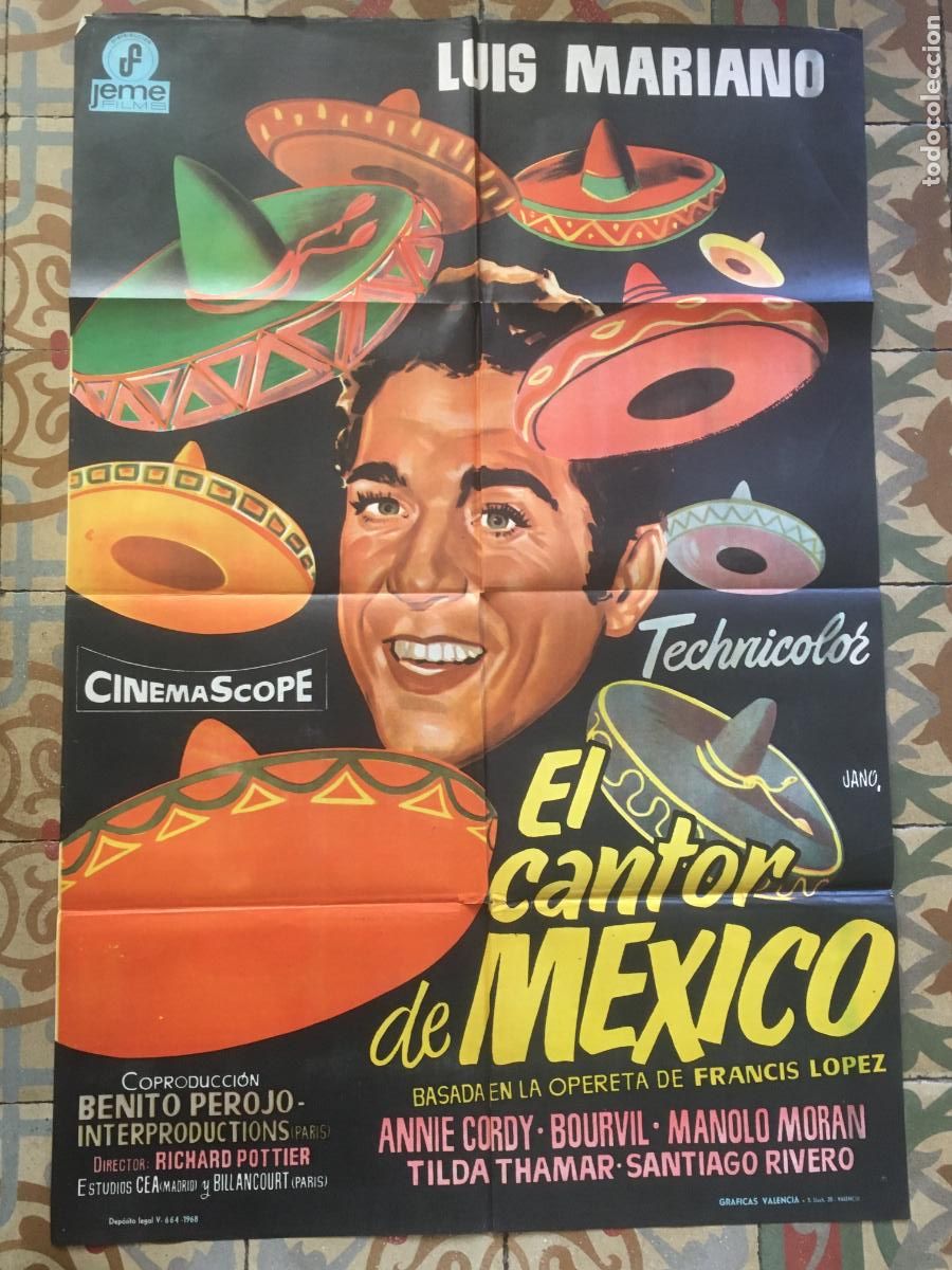 Cine: el cantor de mexico luis mariano poster cartel original estreno