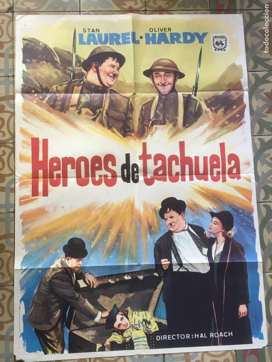 Cine: heroes de tachuela laurel y hardy poster cartel original estreno