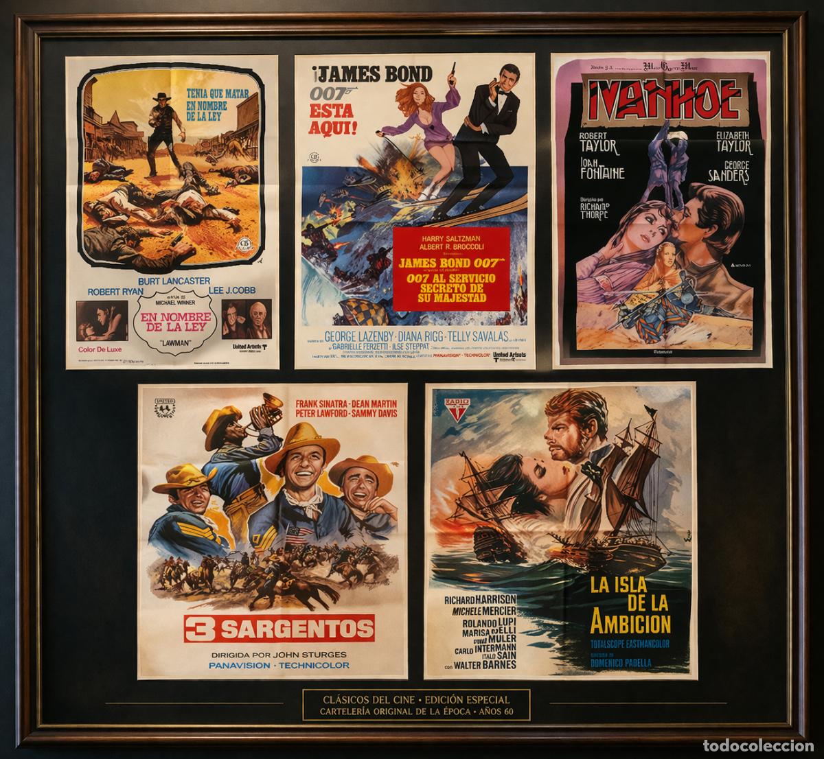 Cine: Lote 5 carteles cine cl&aacute;sico: Burt Lancaster_007_Ivanhoe_3 Sargentos_La Isla de la Ambici&oacute;n