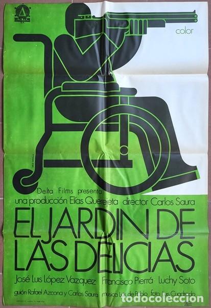 Cine: EL JARDIN DE LAS DELICIAS P&oacute;ster original 70x100 cm aprox. Carlos Saura Jos&eacute; Luis L&oacute;pez V&aacute;zquez