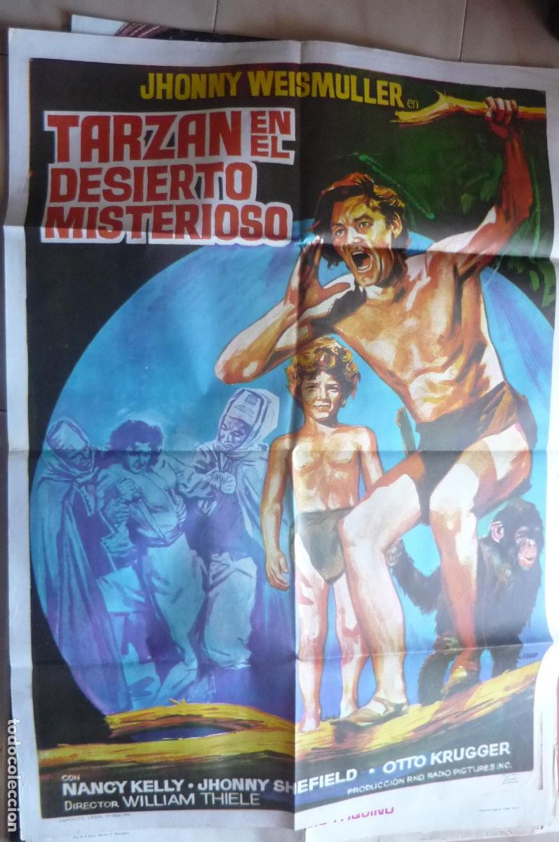 Cine: cartel cine 1 x 7o tarzan en el desierto misterioso jhonny weismuller