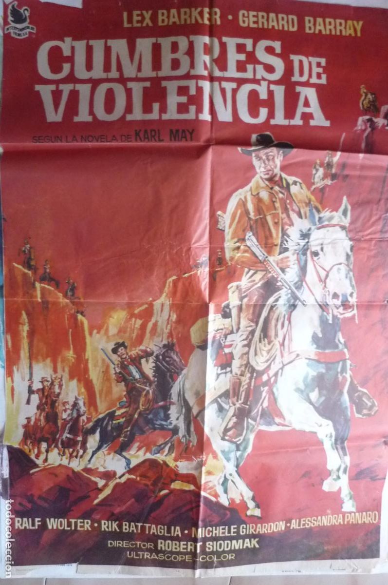 Cine: cartel cine 1 x 7o cumbres de volencia lex barker
