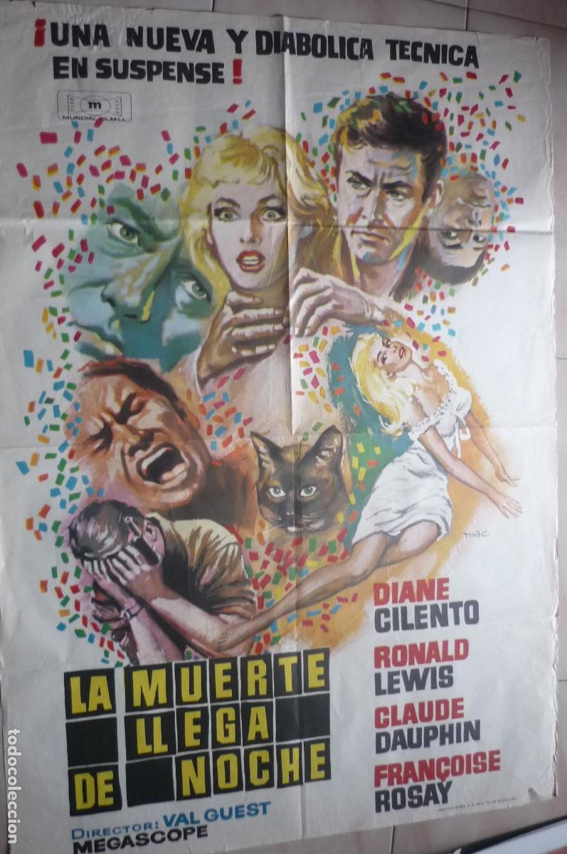 Cine: cartel cine mac 1 x 7o la muerte llega de noche diane cilento