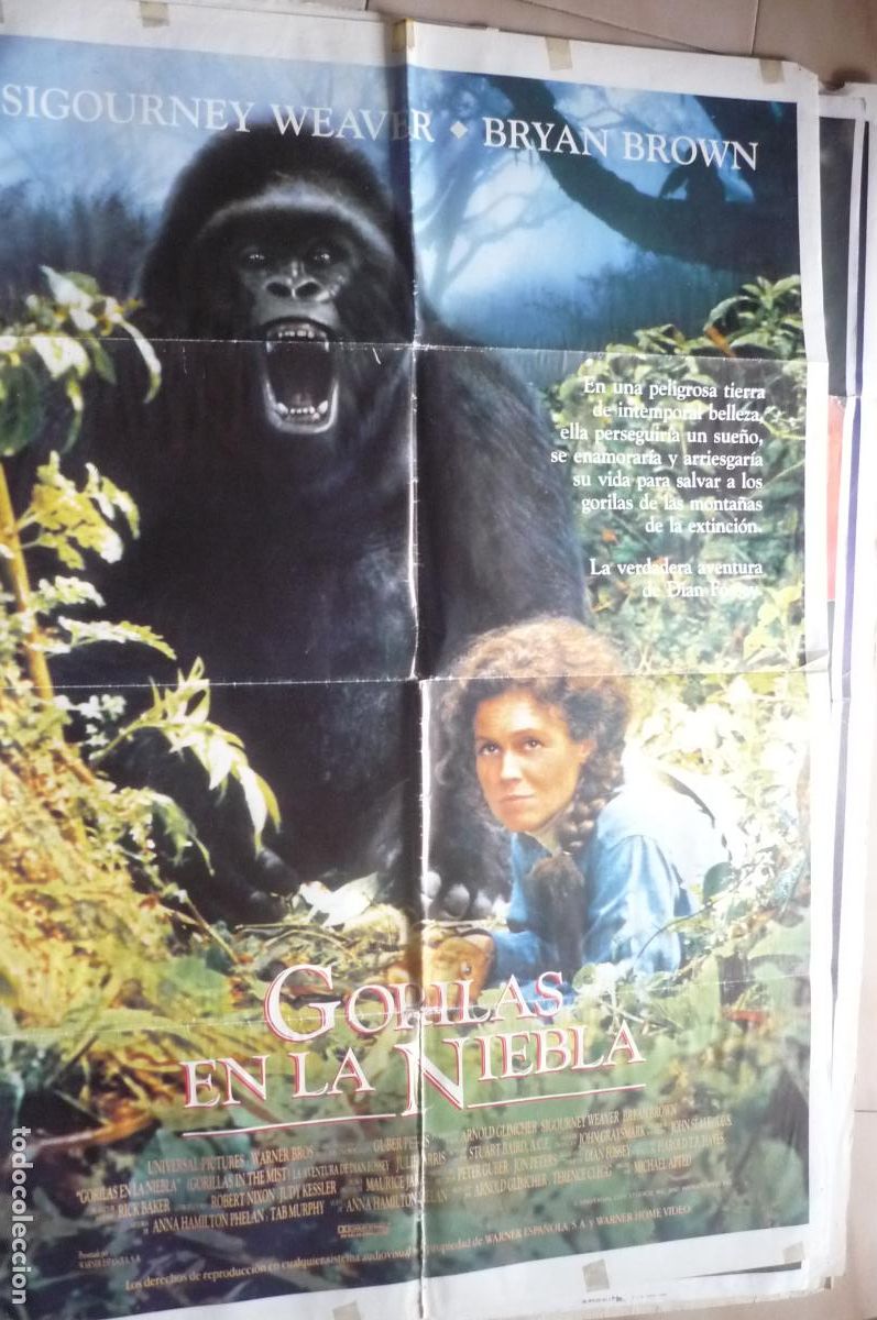 Cine: cartel cine 1 x 7o gorilas en la niebla sigourney weawer