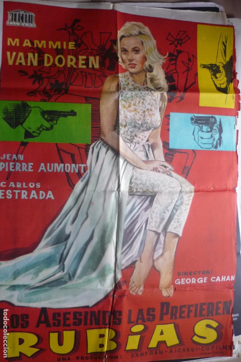Cine: cartel cine 1 x 7o los asesinos las prefieren rubias,.