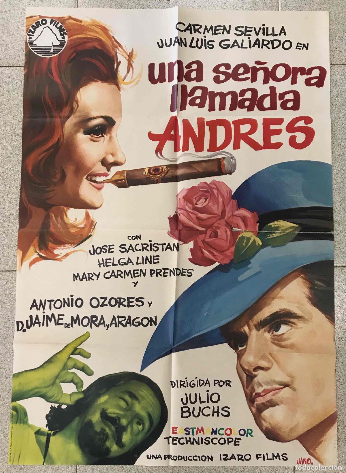 Cine: CARTEL UNA SE&Ntilde;ORA LLAMADA ANDRES. CARMEN SEVILLA, JUAN LUIS GALIARDO. ILUSTRADO POR MAC. 1970