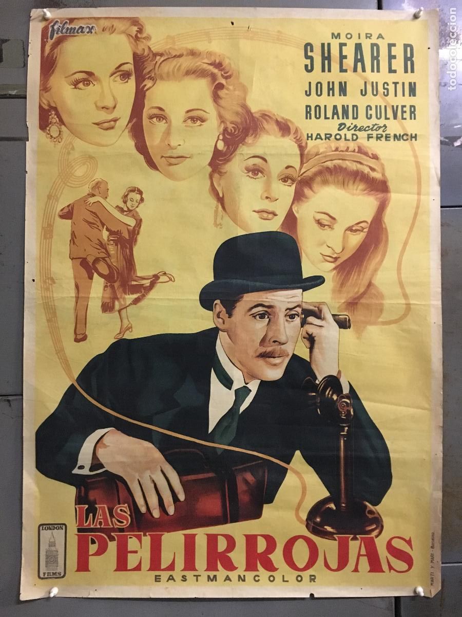 Cine: R0225 LAS PELIRROJAS MOIRA SHEARER JOHN JUSTIN POSTER ORIGINAL 70X100 ESTRENO LITOGRAFIA