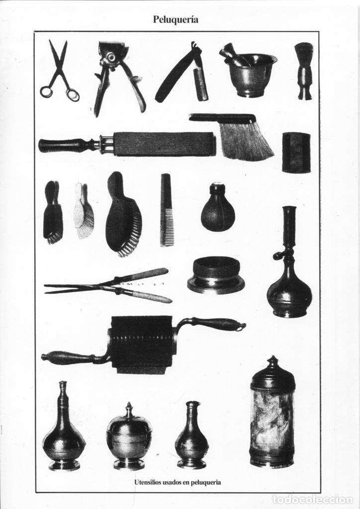 Kino: Poster DIN 4 numero 0362: Peluqueria, muestrario utensilios utilizados en peluqueria
