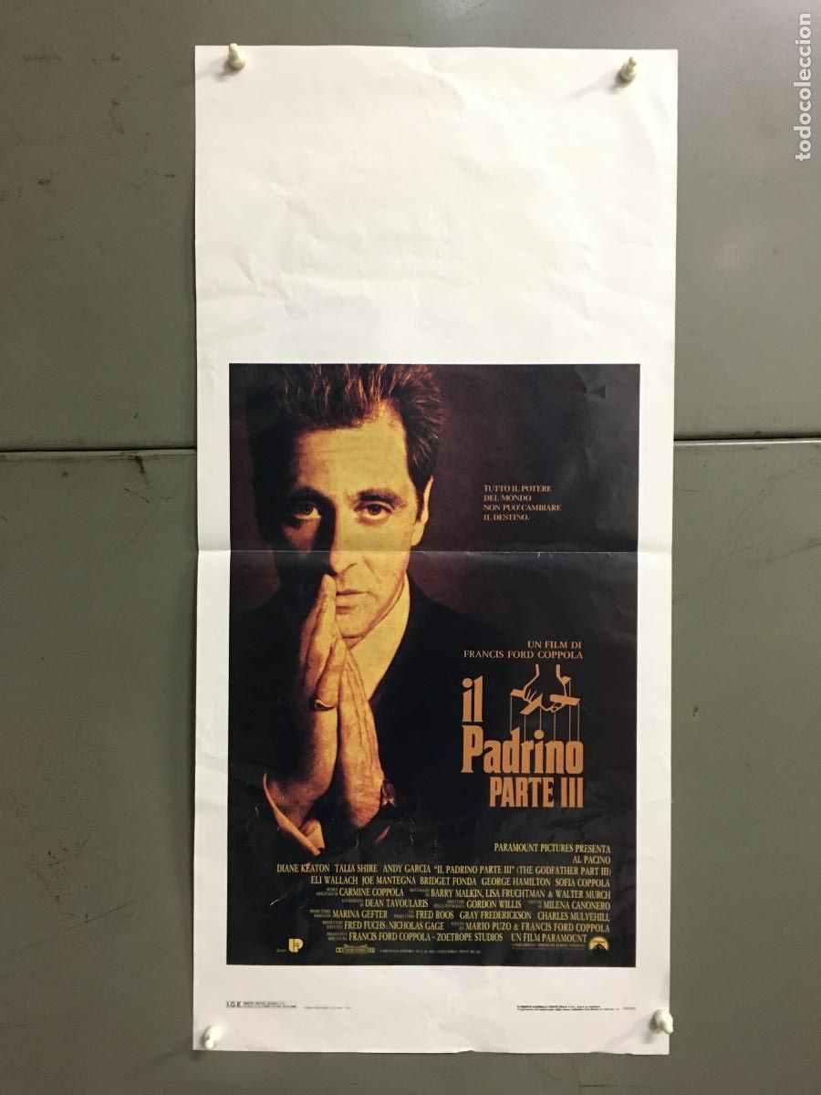 Cine: AEX47 EL PADRINO 3 AL PACINO COPPOLA POSTER ORIGINAL ITALIANO 33X70