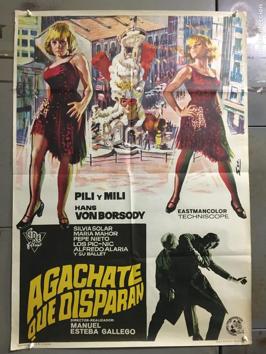 Cine: AEX55 AGACHATE QUE DISPARAN PILI Y MILI ESC POSTER ORIGINAL 70X100 ESTRENO h0