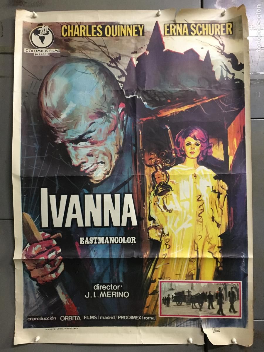 Cine: AEX57 IVANNA CHARLES QUINNEY ERNA SCHURER JL MERINO POSTER ORIGINAL 70X100 ESTRENO h0