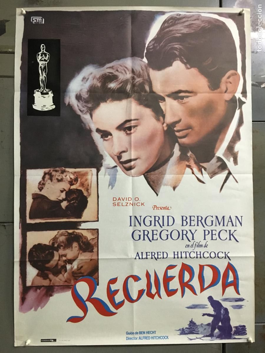 Cine: AEX61 RECUERDA spellbound ALFRED HITCHCOCK INGRID BERGMAN GREGORY PECK POSTER ORIGINAL 70X100 R82 h0