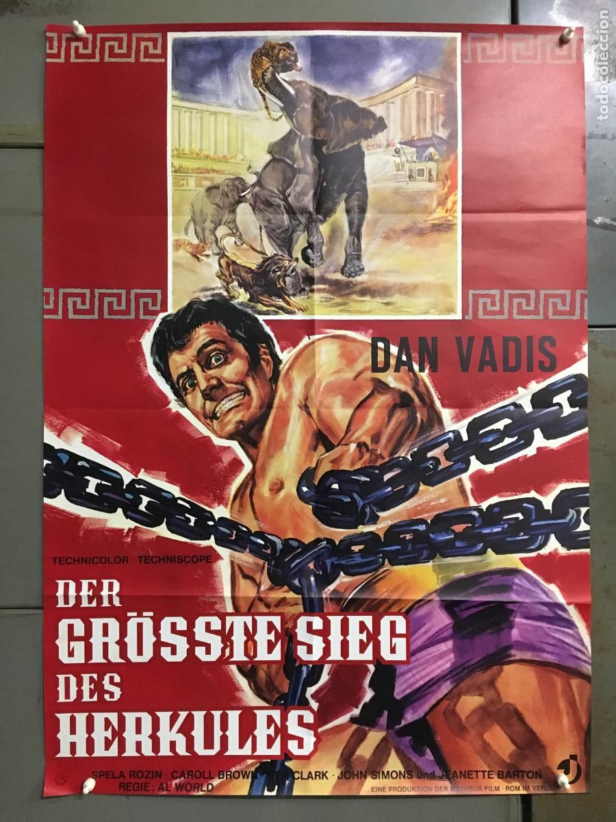 Cine: AEX65 HERCULES EL INVENCIBLE DAN VADIS PEPLUM POSTER ORIGINAL ALEMAN 60X84 h0