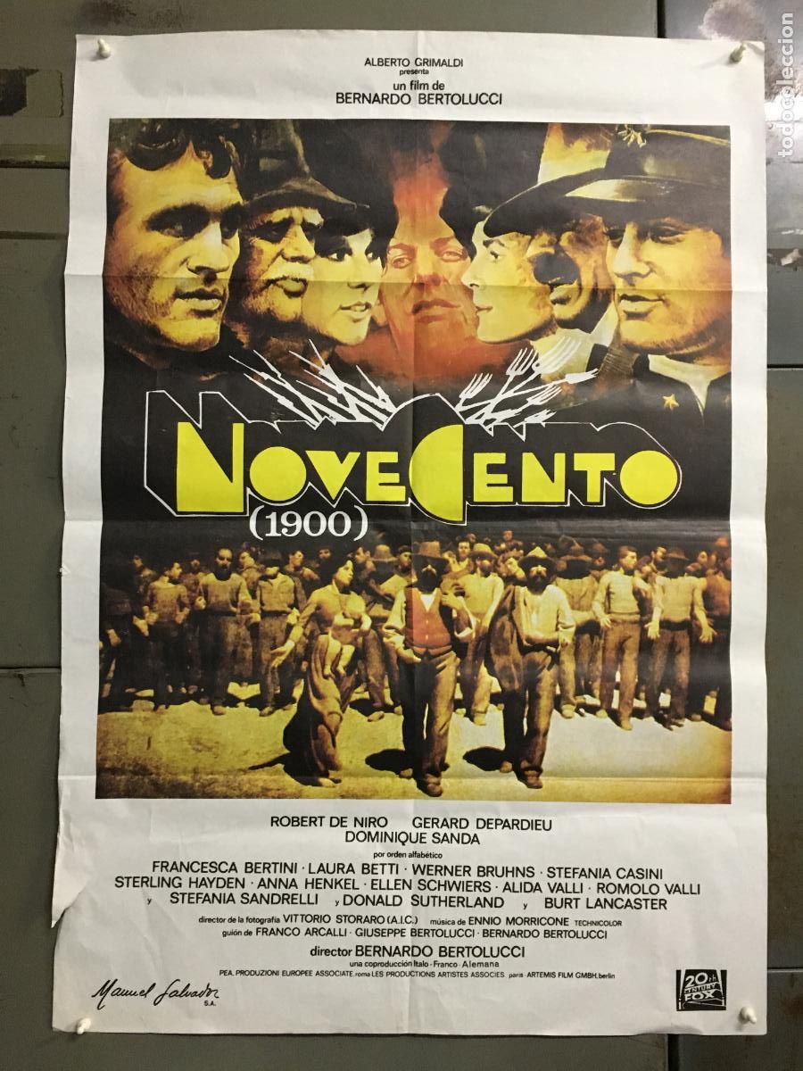 Cine: AEX68 NOVECENTO 1&ordf; parte BERNARDO BERTOLUCCI ROBERT DE NIRO POSTER ORIGINAL 70X100 ESPA&Ntilde;OL h0