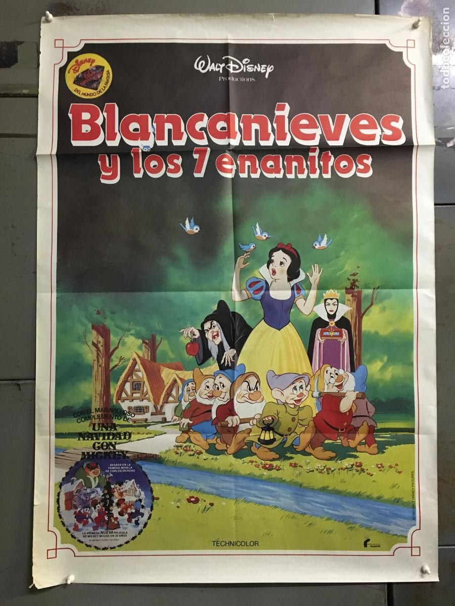 Cine: AEX77 BLANCANIEVES Y LOS 7 ENANITOS WALT DISNEY POSTER ORIGINAL 70X100 ESPA&Ntilde;OL R-83 h0