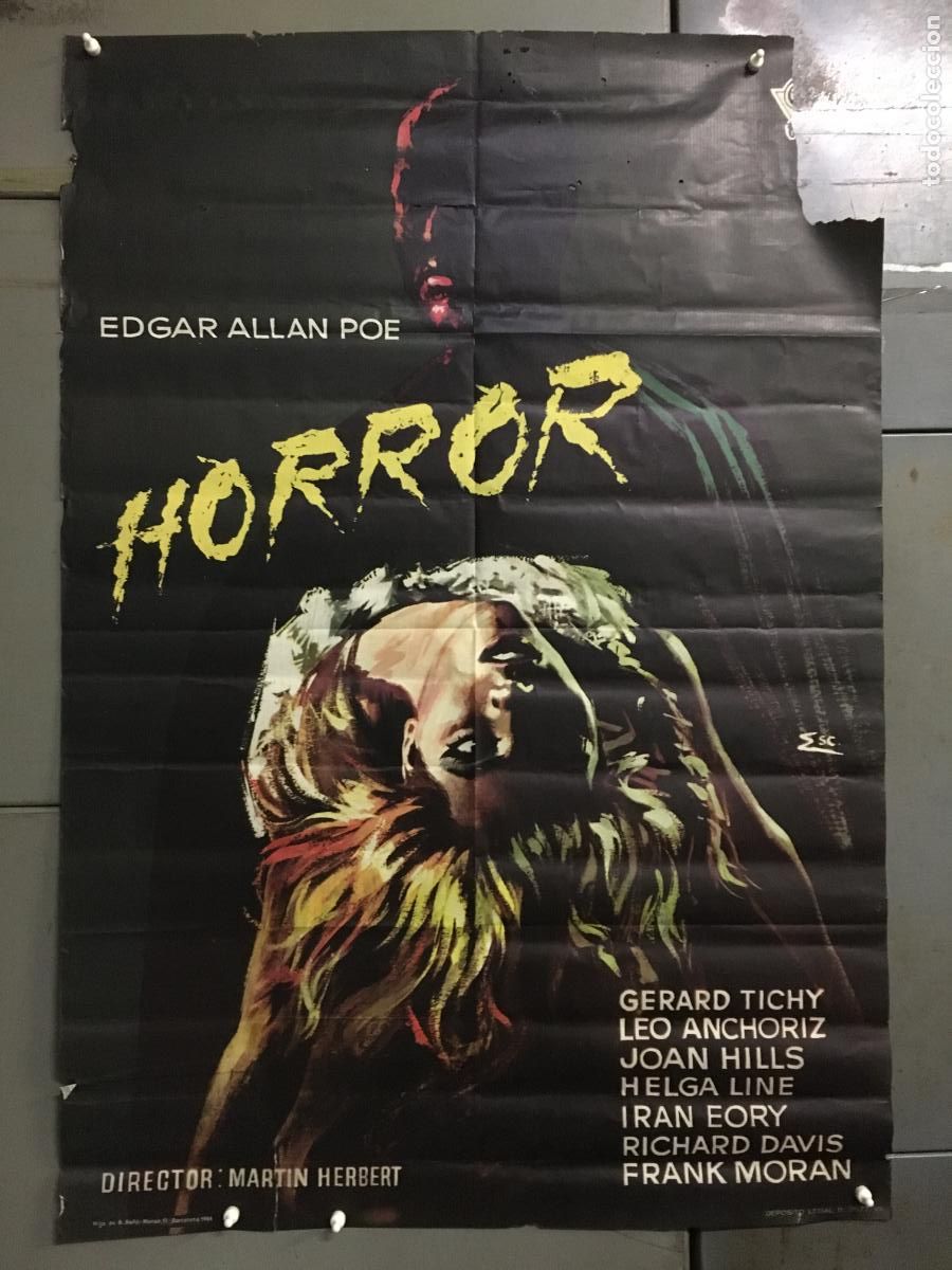 Cine: AEX80 HORROR EDGAR ALLAN POE GERARD TICHY ESC POSTER ORIGINAL 70X100 ESTRENO h0