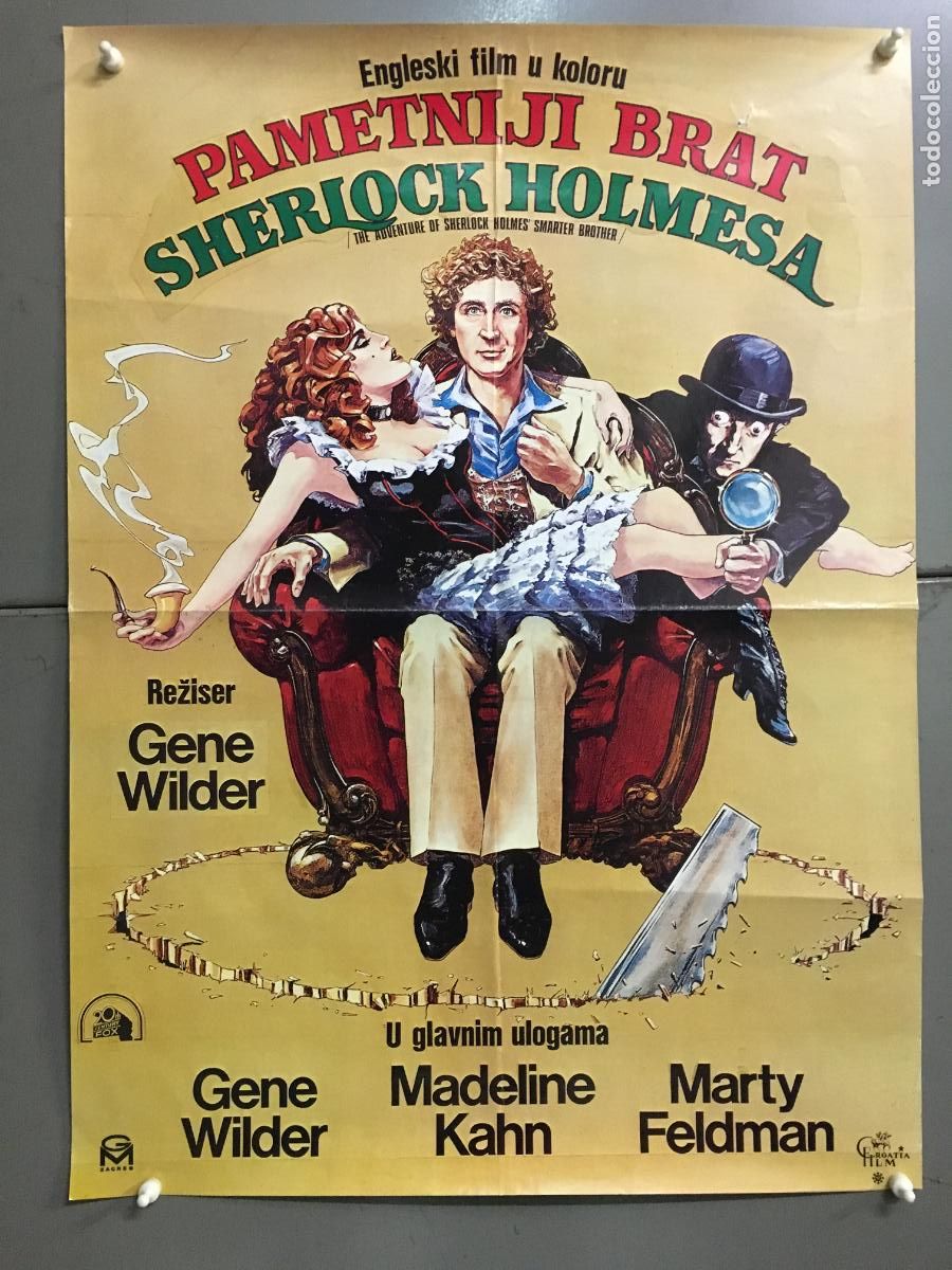 Cine: AEX82 EL HERMANO MAS LISTO DE SHERLOCK HOLMES GENE WILDER POSTER ORIGINAL YUGOSLAVO 47X69 h0