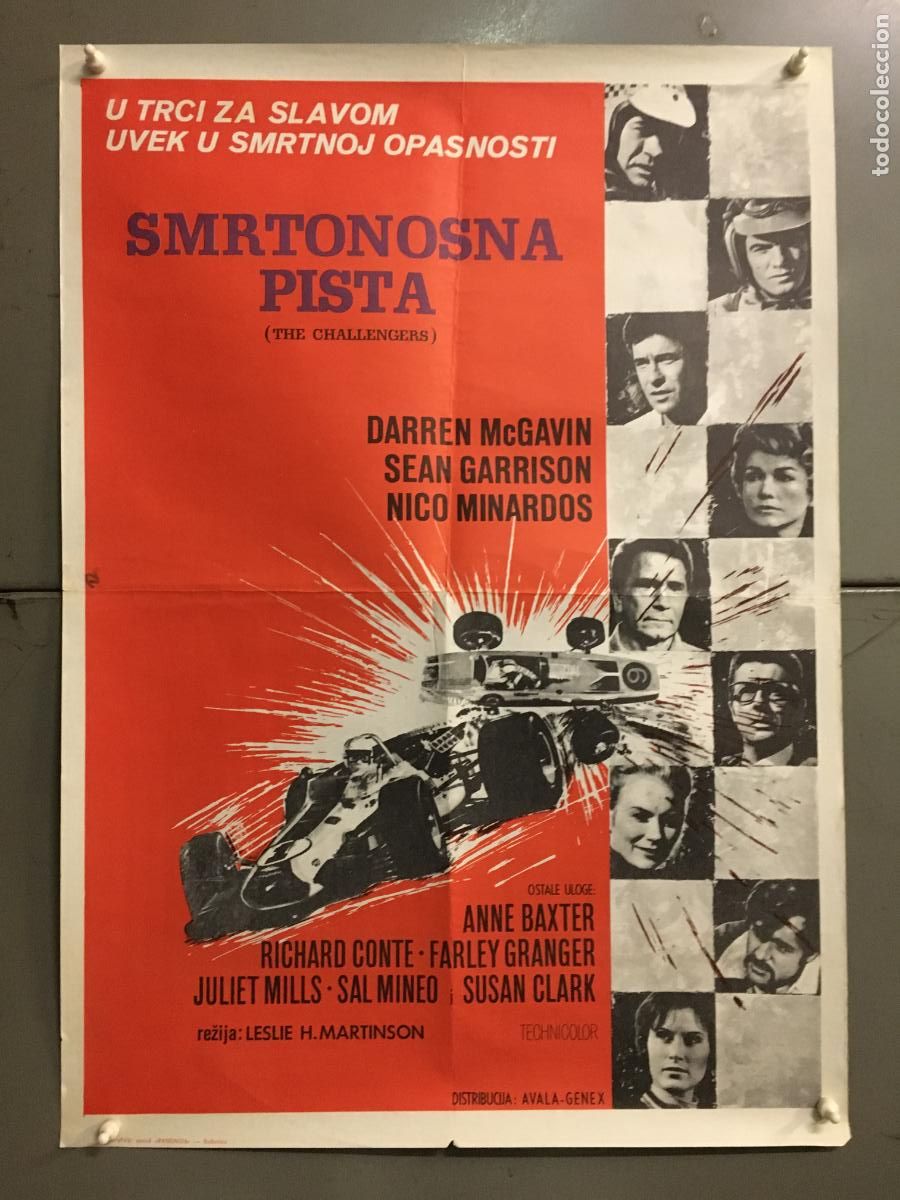 Cine: AEX83 VIDAS EN PELIGRO GRAND PRIX AUTOMOVILISMO POSTER ORIGINAL YUGOSLAVO 50X70 h0
