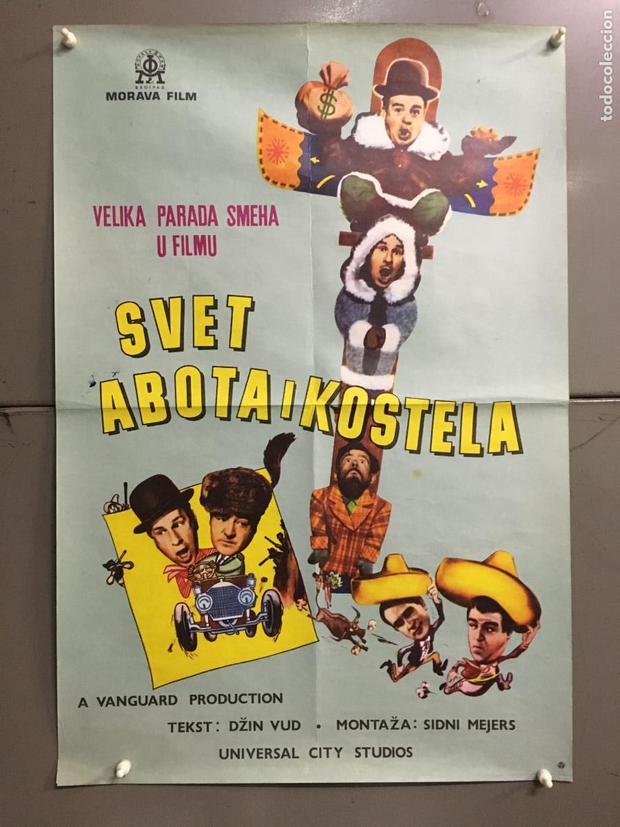 Cine: AEX84 EL MUNDO DE ABBOTT Y COSTELLO BUD ABBOTT LOU COSTELLO POSTER ORIGINAL YUGOSLAVO 48X70 h0