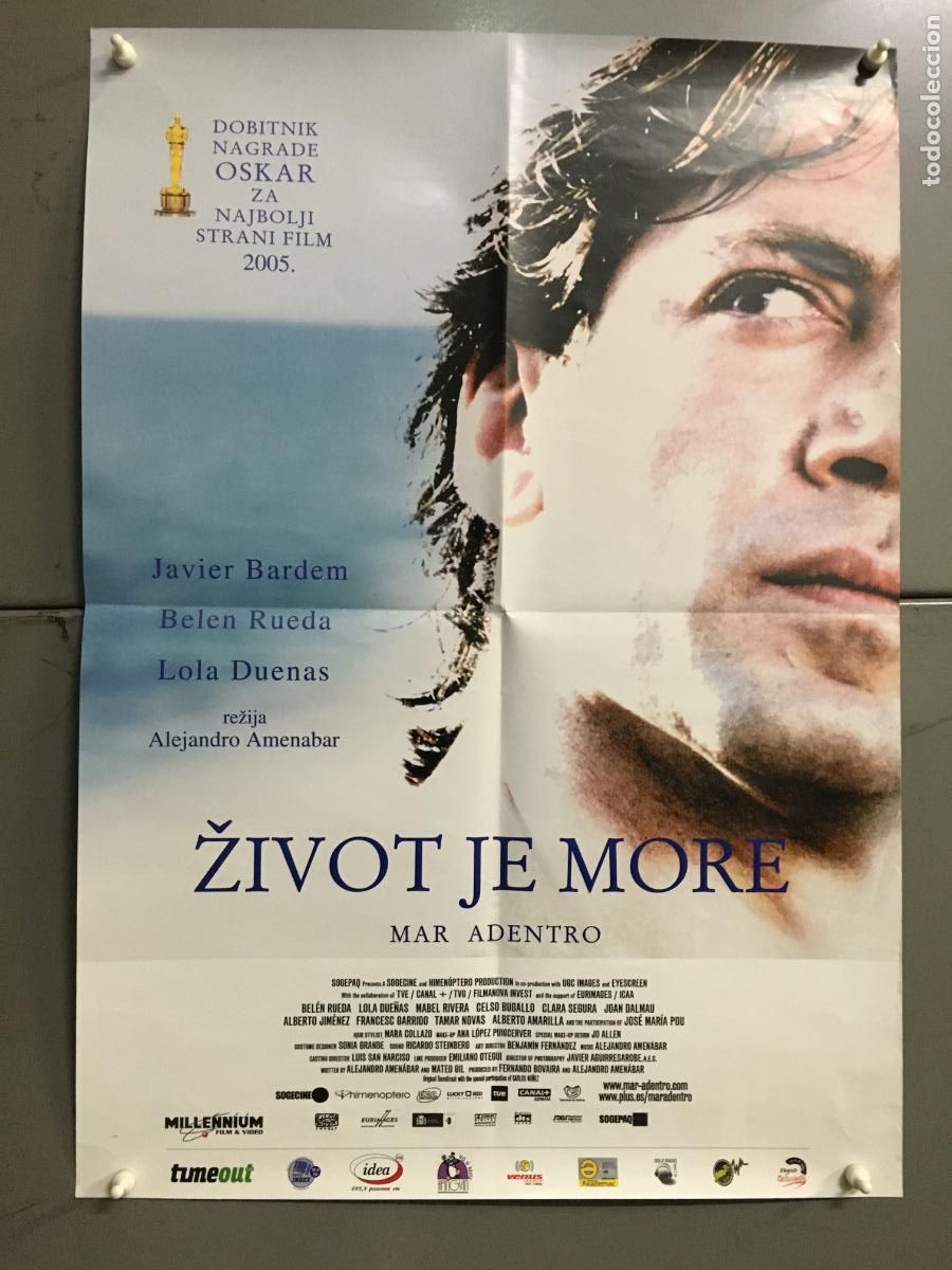 Cine: AEX86 MAR ADENTRO ALEJANDRO AMENABAR JAVIER BARDEM POSTER ORIGINAL SERBIO 45X64 h0