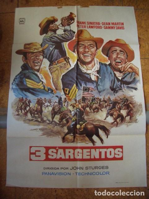 Cine: P&Oacute;STER ORIGINAL DE 100X70CM 3 SARGENTOS FRANK SINATRA DEAN MARTIN SAMMY DAVIS