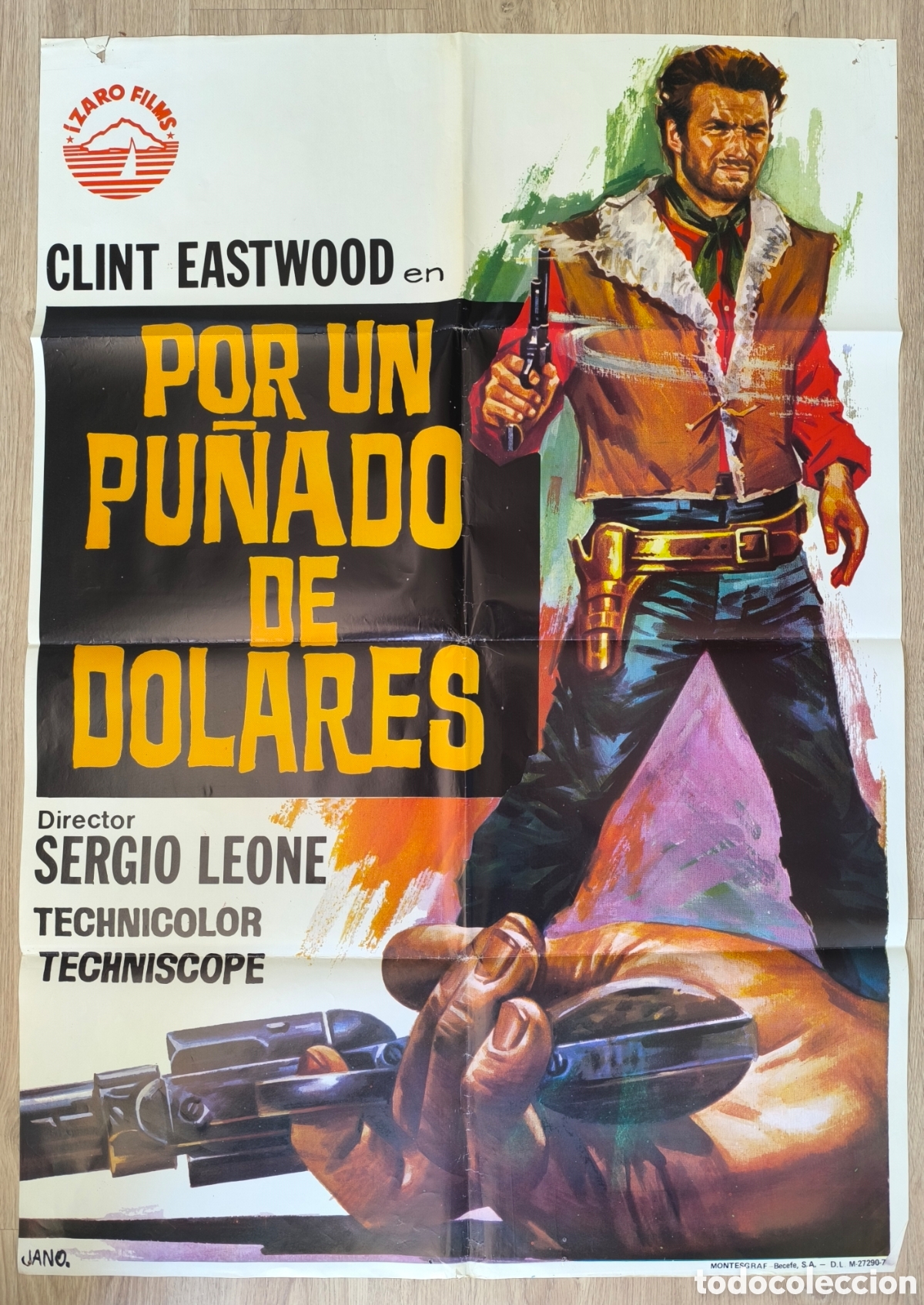 Cine: RW CARTEL CINE POR UN PU&Ntilde;ADO DE DOLARES CLINT EASTWOOD SERGIO LEONE JANO 1973 CC207